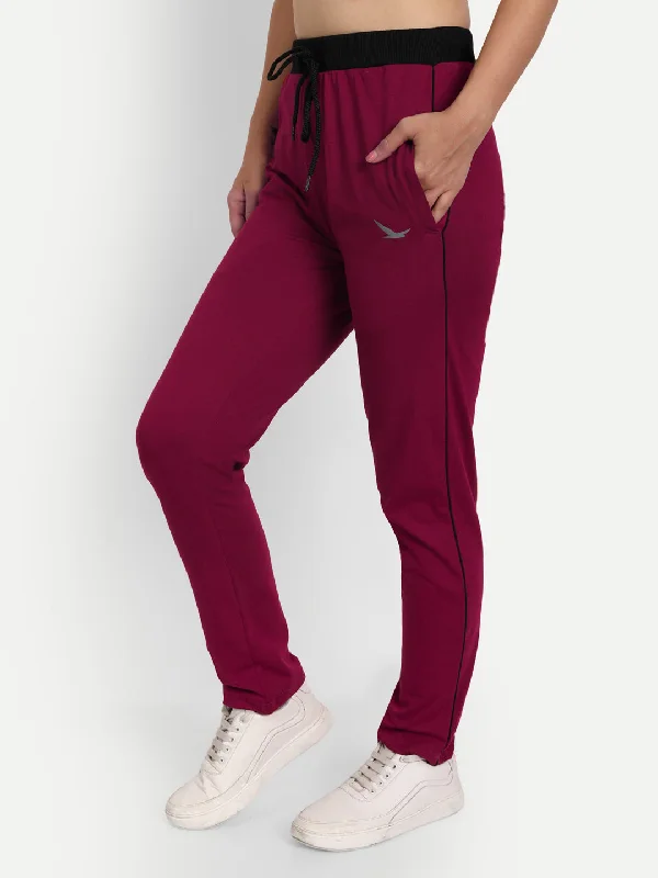 Sustainable Women's Clothes Clearance Event HiFlyers Women Comfort Fit Maroon Solid Cotton Track Pants Sustainable Women's Clothes Clearance Event HiFlyers Women Comfort Fit Maroon Solid Cotton Track Pants