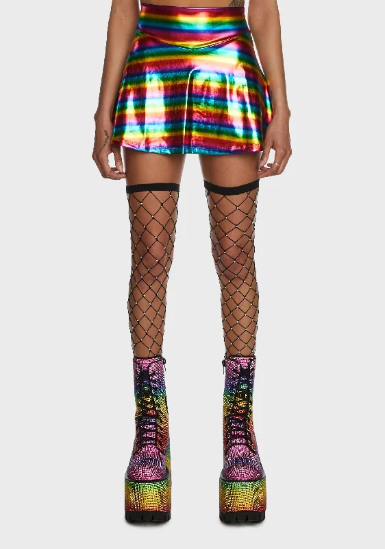 Women's Apparel Embrace New Fashion Color Me Happy Striped Mini Skort