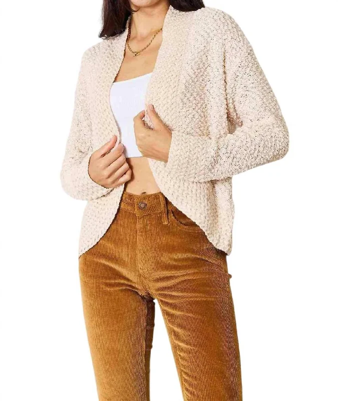 Women's Outerwear Apparel Sleek Style Discounts Luxurious Knit Open Front Cardigan In Cream