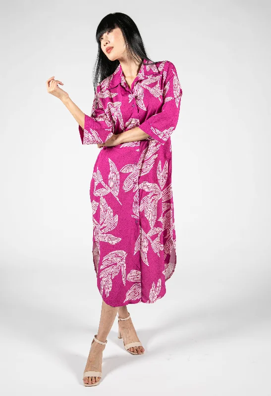 Women's Vacation Clothes Get The Latest Trends Abstract Leaf Print Shirt Dress