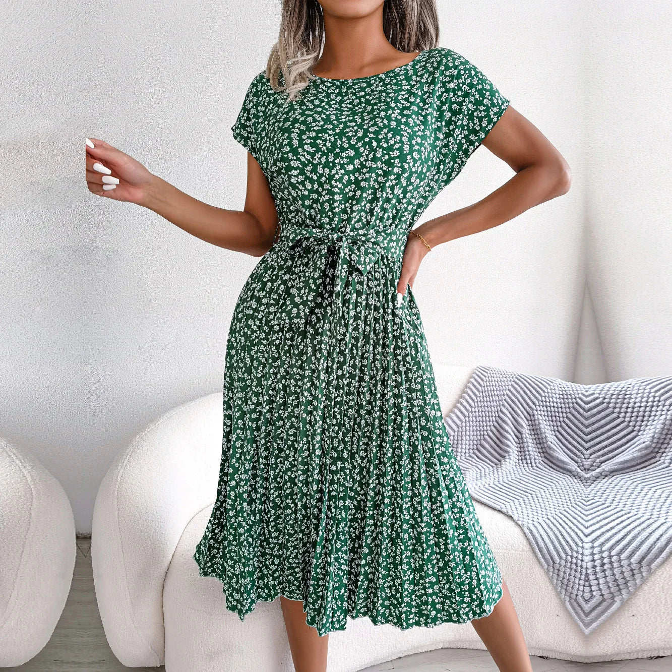 Women's Casual Clothing For Lounging Style Breakthroughs Women Spring Short Waist Chic Floral Pleated A Line Long Midi Dresses Women's Casual Clothing For Lounging Style Breakthroughs Women Spring Short Waist Chic Floral Pleated A Line Long Midi Dresses