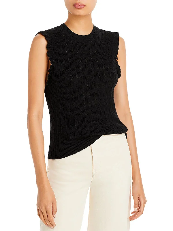 Women's Transitional Clothes Premium Style Offers Gardenia Womens Ruffled Crewneck Tank Top Sweater Women's Transitional Clothes Premium Style Offers Gardenia Womens Ruffled Crewneck Tank Top Sweater