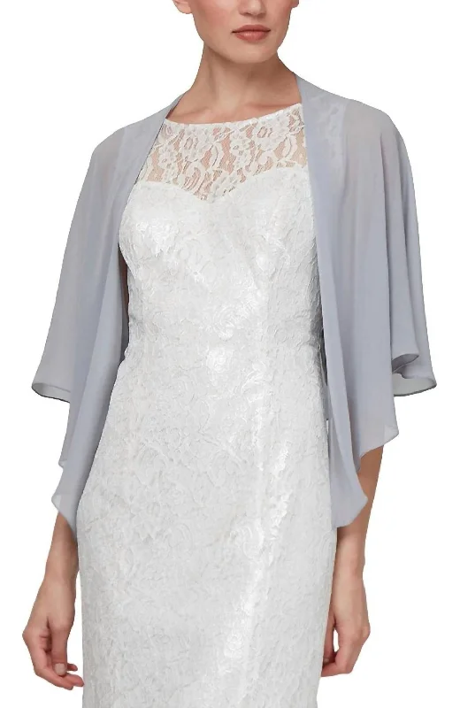 Elegant Women's Evening Garments Easy Elegance Sales Multi Wear Chiffon Shawl In Silver Elegant Women's Evening Garments Easy Elegance Sales Multi Wear Chiffon Shawl In Silver
