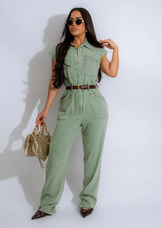 Women's Clothing Sets Insane Discount Onslaught Sage Utility Jumpsuit Green