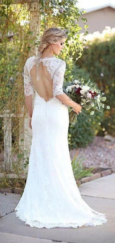 Women's Relaxed Outfit Find Your Unique Flair Keyhole Back Half Sleeve Lace Wedding Dress Women's Relaxed Outfit Find Your Unique Flair Keyhole Back Half Sleeve Lace Wedding Dress