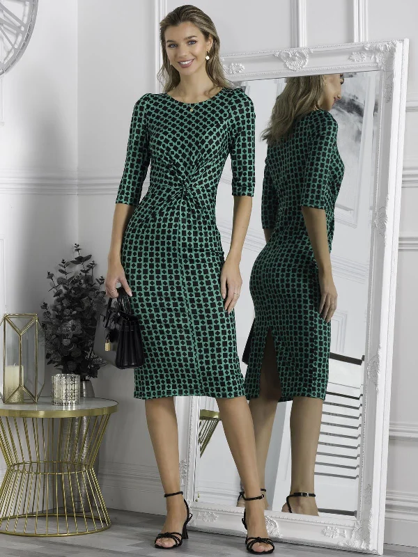 Affordable Trendy Clothes For Women Hot Brand Discounts Qyara Jersey Twist Bodycon Midi Dress, Green Geometric Affordable Trendy Clothes For Women Hot Brand Discounts Qyara Jersey Twist Bodycon Midi Dress, Green Geometric