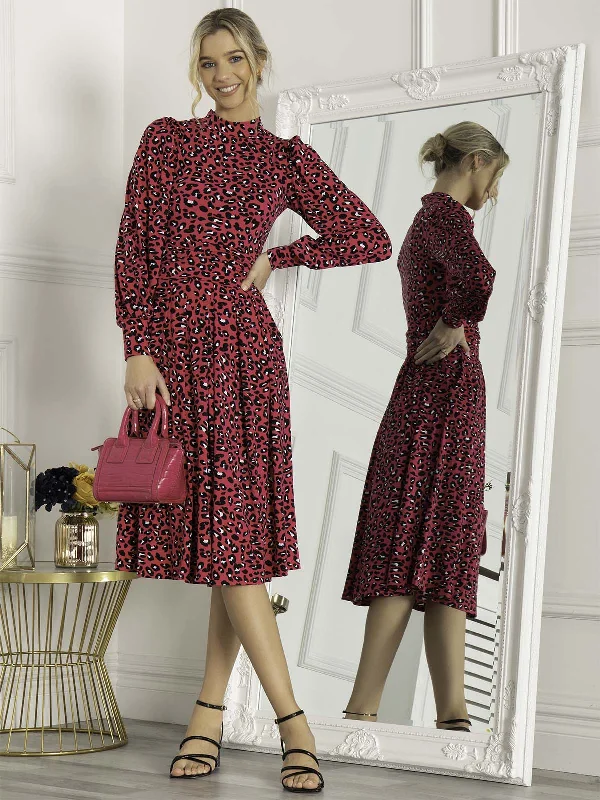 Women's Transitional Garments Holiday Attire Sale Jolie Moi Vesper Long Sleeve Midi Dress, Magenta Women's Transitional Garments Holiday Attire Sale Jolie Moi Vesper Long Sleeve Midi Dress, Magenta
