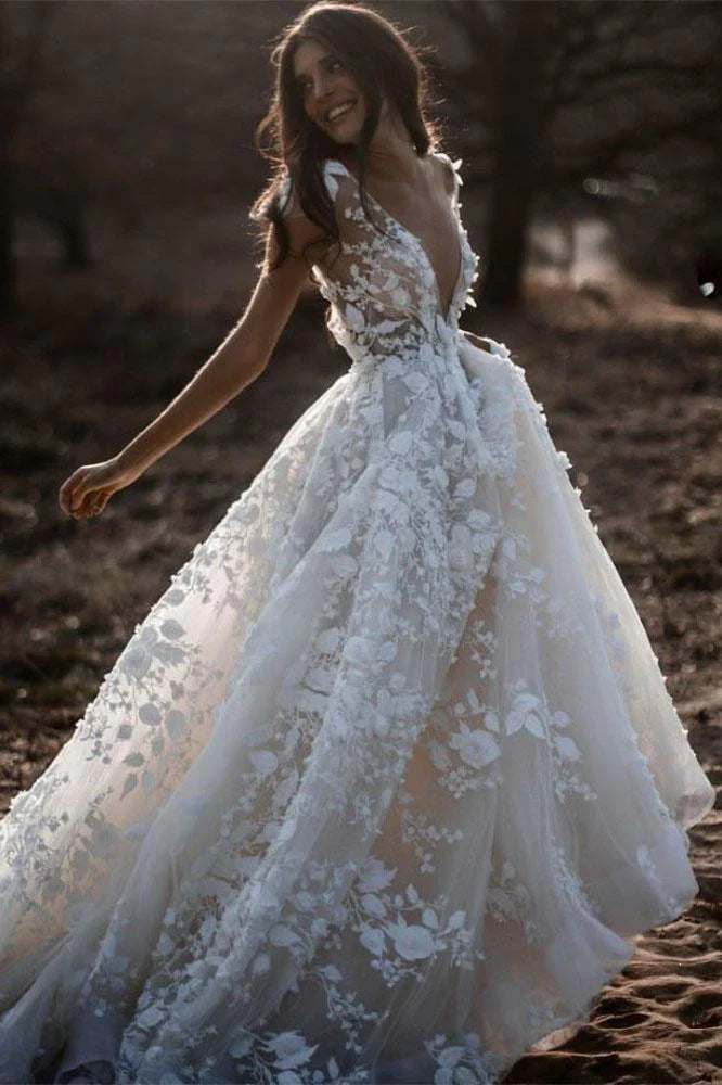 Women's Professional Outfit Discover Promotions A Line Ivory V Neck Country Wedding Dresses With Appliques Women's Professional Outfit Discover Promotions A Line Ivory V Neck Country Wedding Dresses With Appliques