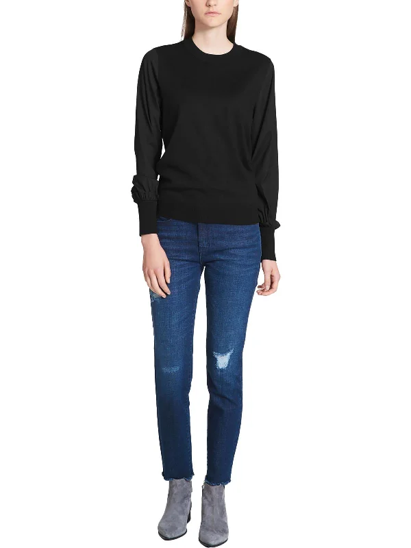 Women's Stylish Professional Apparel Glamorous Fashion Offers Womens Bishop Sleeve Crewneck Pullover Sweater Women's Stylish Professional Apparel Glamorous Fashion Offers Womens Bishop Sleeve Crewneck Pullover Sweater