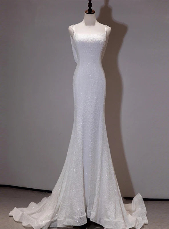 Women's Transitional Clothes Premium Style White Mermaid Sequins Backless Wedding Dress Women's Transitional Clothes Premium Style White Mermaid Sequins Backless Wedding Dress