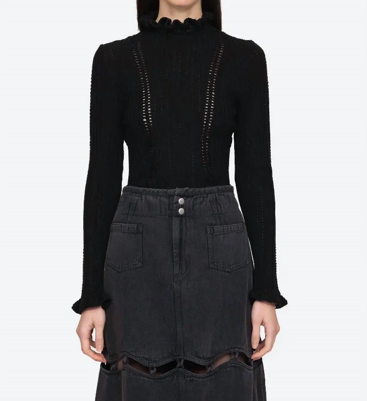 Women's Casual Attire Day-To-Night Styles Paco Riva Turtleneck Sweater In Black