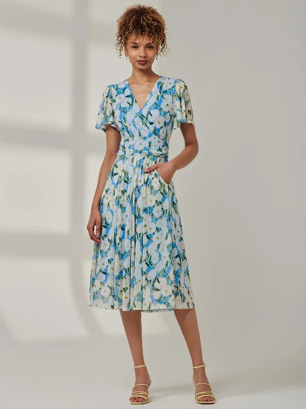 Women's Fashion-Forward Apparel Clearance Event Kairi Floral Print Mesh Midi Dress, Blue Floral Women's Fashion-Forward Apparel Clearance Event Kairi Floral Print Mesh Midi Dress, Blue Floral