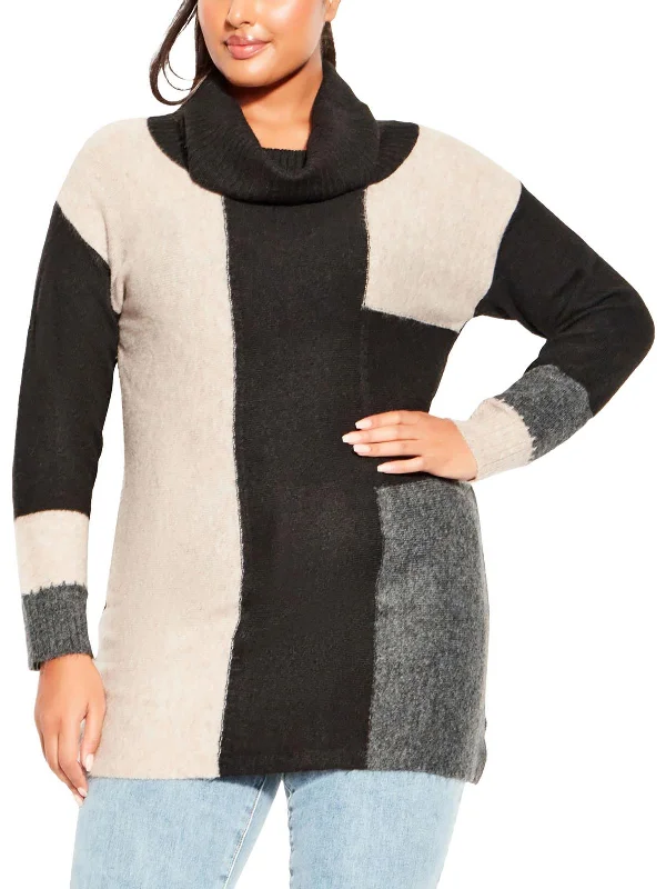 Women's Athleisure Apparel Modern Fashion Sale Plus Womens Cowl Neck Colorblock Pullover Sweater Women's Athleisure Apparel Modern Fashion Sale Plus Womens Cowl Neck Colorblock Pullover Sweater