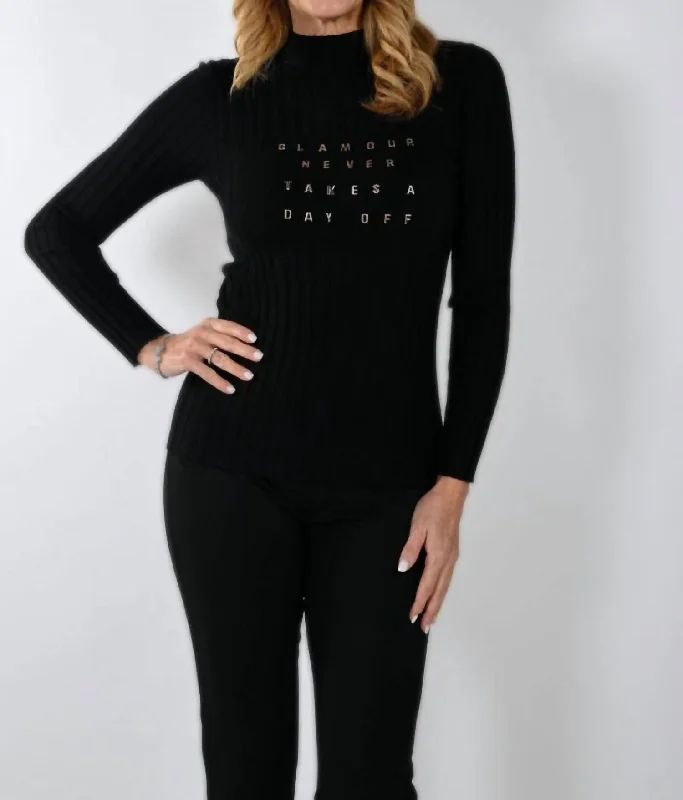 Women's Stylish Outdoor Outfit Trendy Styles Knit Top 233817U In Black/gold