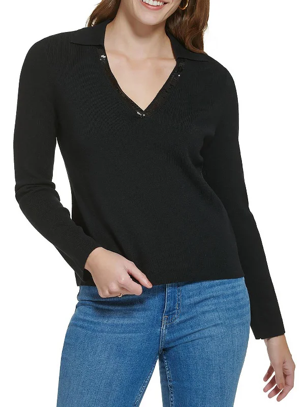Women's Casual Wear Clothes High-End Style Discounts Plus Womens Embellished V-Neck Pullover Sweater Women's Casual Wear Clothes High-End Style Discounts Plus Womens Embellished V-Neck Pullover Sweater