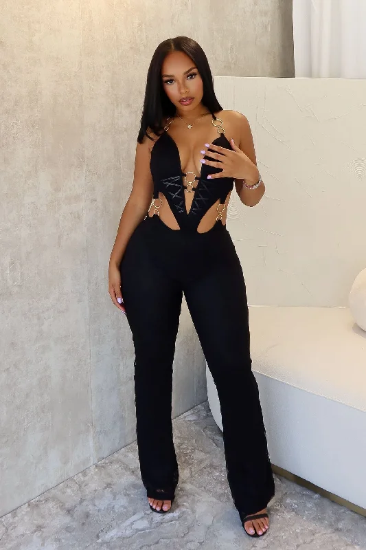 Women's Vacation Attire Classy Style Discounts Darla Lace Halter Cut Out Jumpsuit