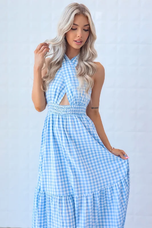 Stylish Women's Clothing Timeless Style Promotions Chelsea Gingham Maxi Dress - Baby Blue or Baby Pink Stylish Women's Clothing Timeless Style Promotions Chelsea Gingham Maxi Dress - Baby Blue or Baby Pink