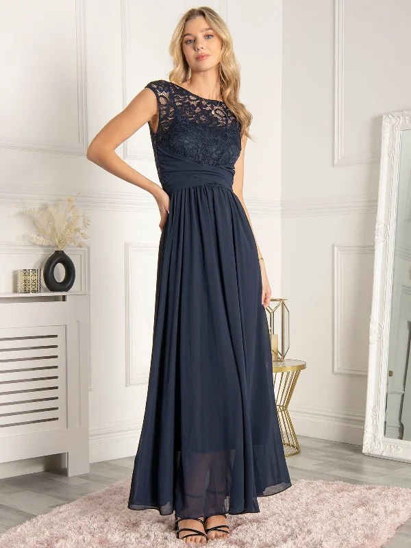 Elegant Clothing For Women Sale Event, Prices Rock Lace Bodice Chiffon Maxi Bridesmaid Dress, Navy Elegant Clothing For Women Sale Event, Prices Rock Lace Bodice Chiffon Maxi Bridesmaid Dress, Navy