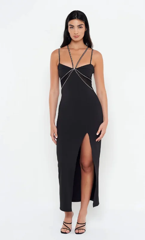 Women's Layered Outfit Classic Modern Offers Diamante Detail Mesh Panel Maxi Dress