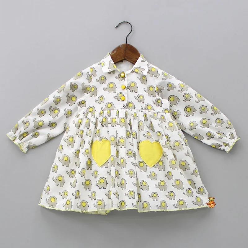 Affordable Women's Apparel Casual Yet Chic Sales Elephant Print Dress With Heart Shaped Pocket Affordable Women's Apparel Casual Yet Chic Sales Elephant Print Dress With Heart Shaped Pocket
