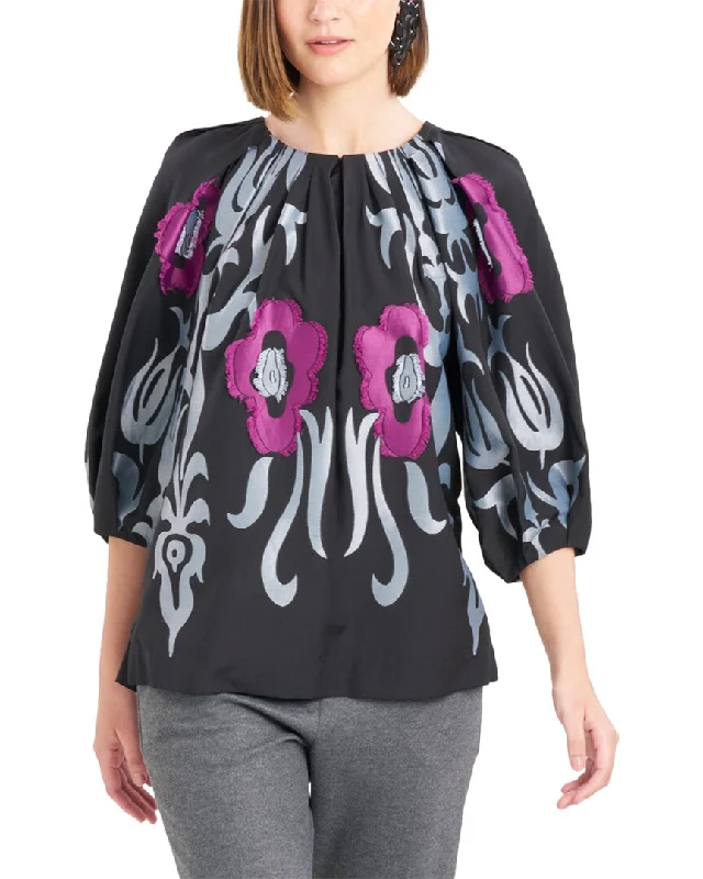 Sporty Fashion Offers Natori Suzani Jacquard Pleated Top