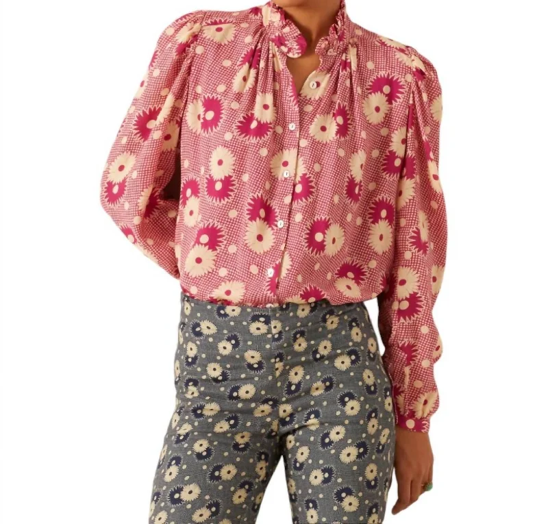 Seasonal Trends Annabel Shirt In Berry Daisy