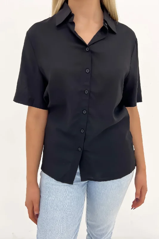Relaxed Style Classic Lounge Shirt Black