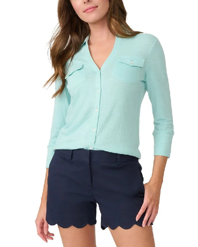 New Styles Just In J.McLaughlin Solid Brynn Knit Linen-Blend Top