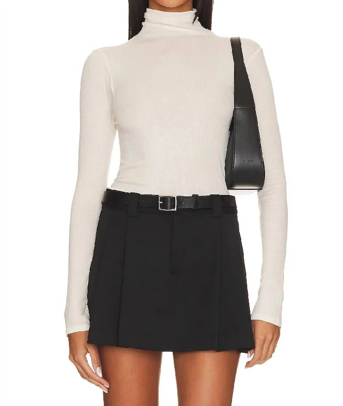 Limited Time Deal Silk Cashmere Rib Slim L/s Turtleneck In Chalk