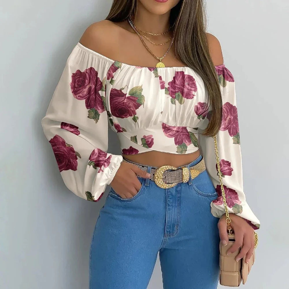 Find Your Unique Flair Womens Summer Off Shoulder Bell Sleeve Top