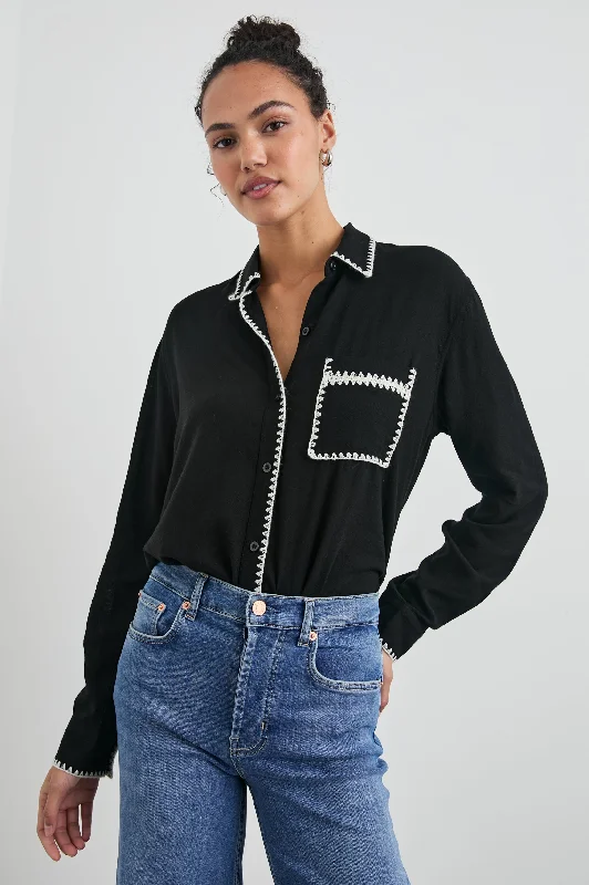 Unbeatable Deals CHARLI SHIRT - BLACK BLANKET STITCH