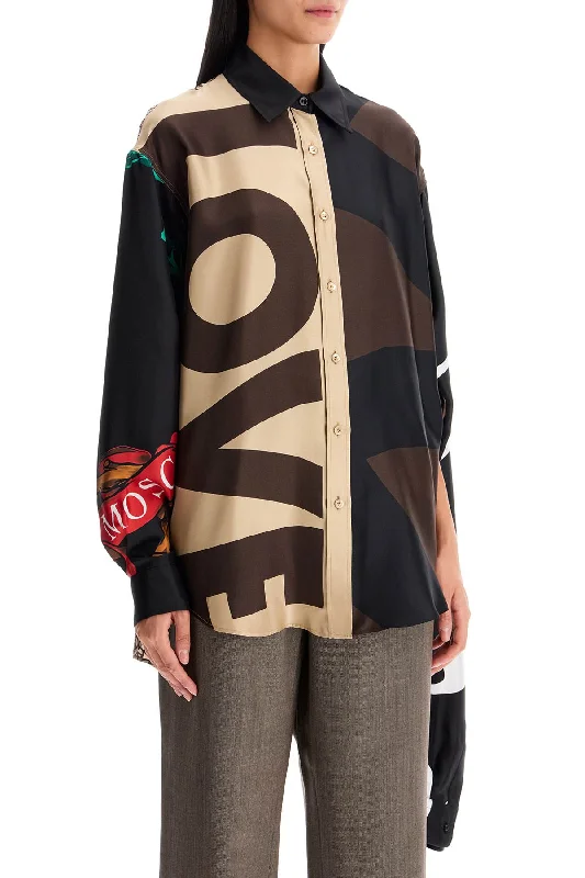Chic And Edgy Moschino Silk Patchwork Shirt