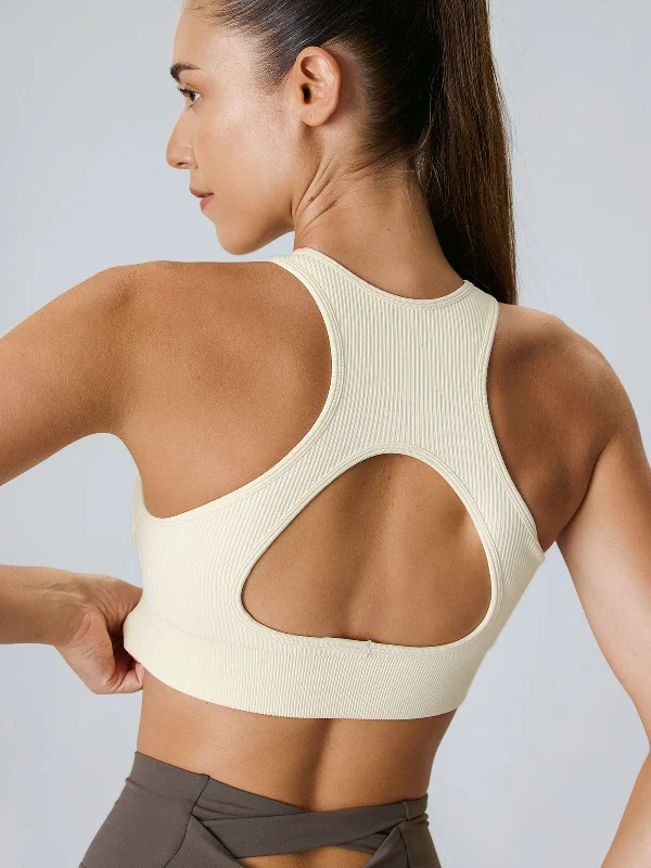 Women's Floral Print Outfit Exclusive Discounts Off White Cut Out Sports Bra - Medium Support Women's Floral Print Outfit Exclusive Discounts Off White Cut Out Sports Bra - Medium Support