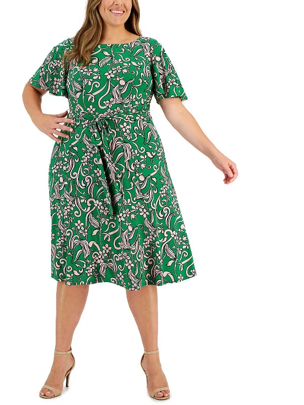 Classic Women's Apparel Sustainable Fashion Extravaganza Plus Womens Party Knee Fit & Flare Dress Classic Women's Apparel Sustainable Fashion Extravaganza Plus Womens Party Knee Fit & Flare Dress