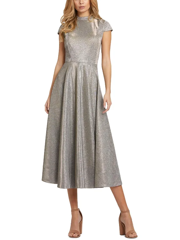 Women's Casual Apparel Hurry Before It'S Gone Womens Metallic Cap Sleeves Midi Dress Women's Casual Apparel Hurry Before It'S Gone Womens Metallic Cap Sleeves Midi Dress