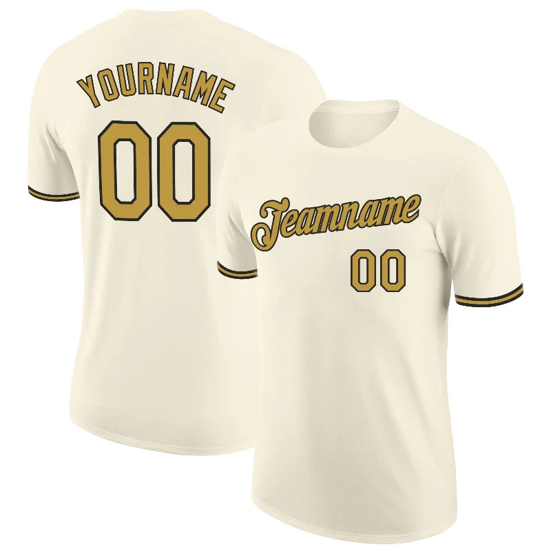 Effortless And Modern Unisex Dressing Affordable Trendy Fashion Custom Cream Old Gold-Black Performance T-Shirt Effortless And Modern Unisex Dressing Affordable Trendy Fashion Custom Cream Old Gold-Black Performance T-Shirt