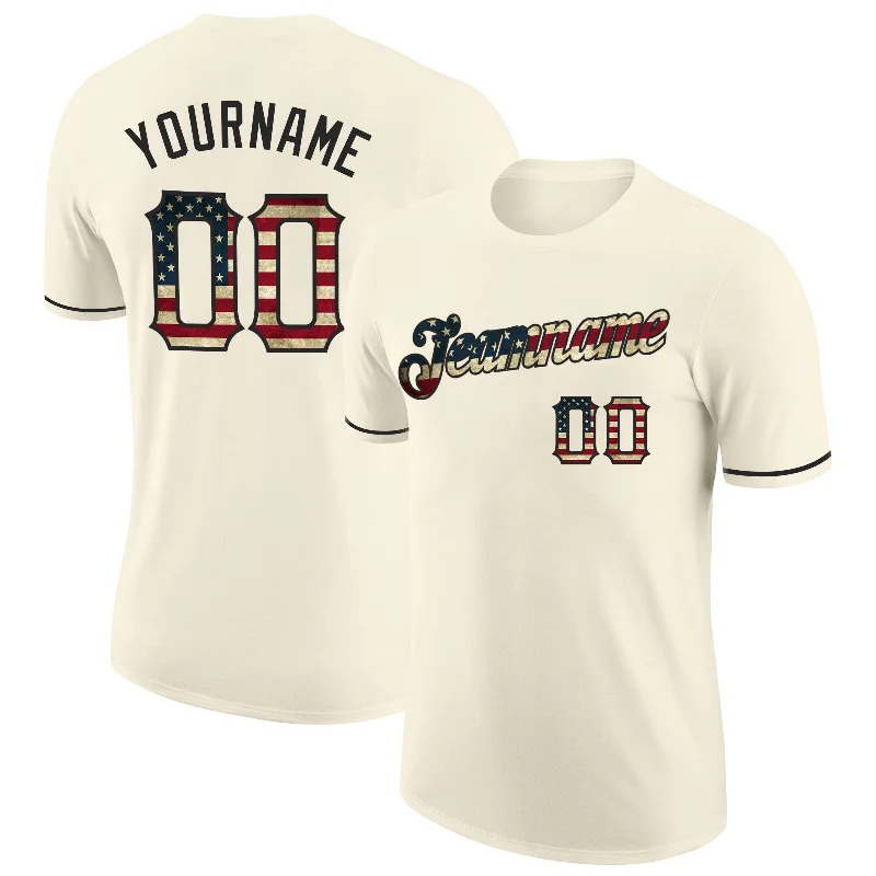 High-Quality Unisex Basics For All Occasions Hot Sale Custom Cream Vintage USA Flag-Black Performance T-Shirt High-Quality Unisex Basics For All Occasions Hot Sale Custom Cream Vintage USA Flag-Black Performance T-Shirt