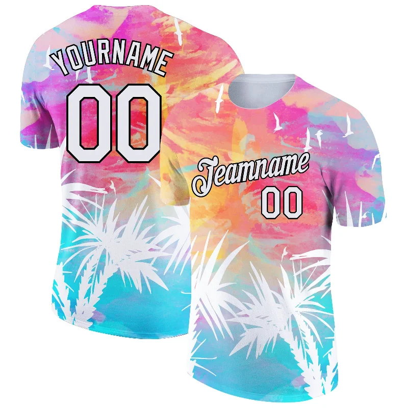 Unisex Casual Wear For All Seasons Timeless Elegance Sale Custom White Black 3D Pattern Design Hawaii Palm Leaves Performance T-Shirt Unisex Casual Wear For All Seasons Timeless Elegance Sale Custom White Black 3D Pattern Design Hawaii Palm Leaves Performance T-Shirt