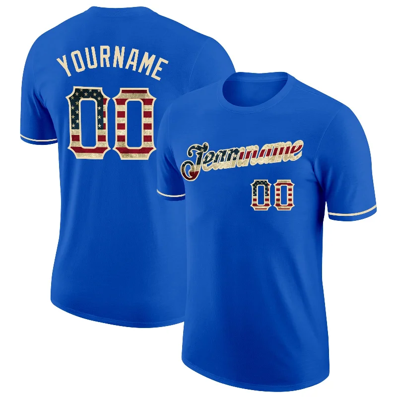 Modern Unisex Clothing For Any Occasion Classic Chic Deals Custom Thunder Blue Vintage USA Flag-City Cream Performance T-Shirt Modern Unisex Clothing For Any Occasion Classic Chic Deals Custom Thunder Blue Vintage USA Flag-City Cream Performance T-Shirt
