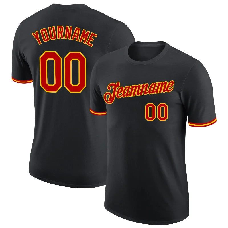 Oversized Unisex Apparel For Effortless Style Final Sale Custom Black Red-Gold Performance T-Shirt Oversized Unisex Apparel For Effortless Style Final Sale Custom Black Red-Gold Performance T-Shirt