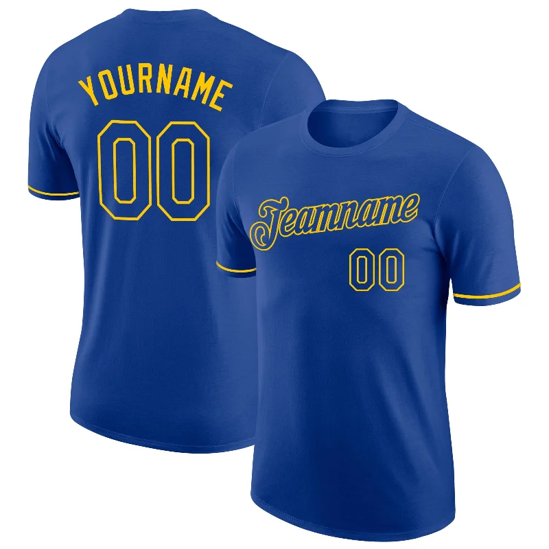 Gender-Neutral Trendy Clothing Styles Summer Deals Custom Royal Royal-Gold Performance T-Shirt Gender-Neutral Trendy Clothing Styles Summer Deals Custom Royal Royal-Gold Performance T-Shirt