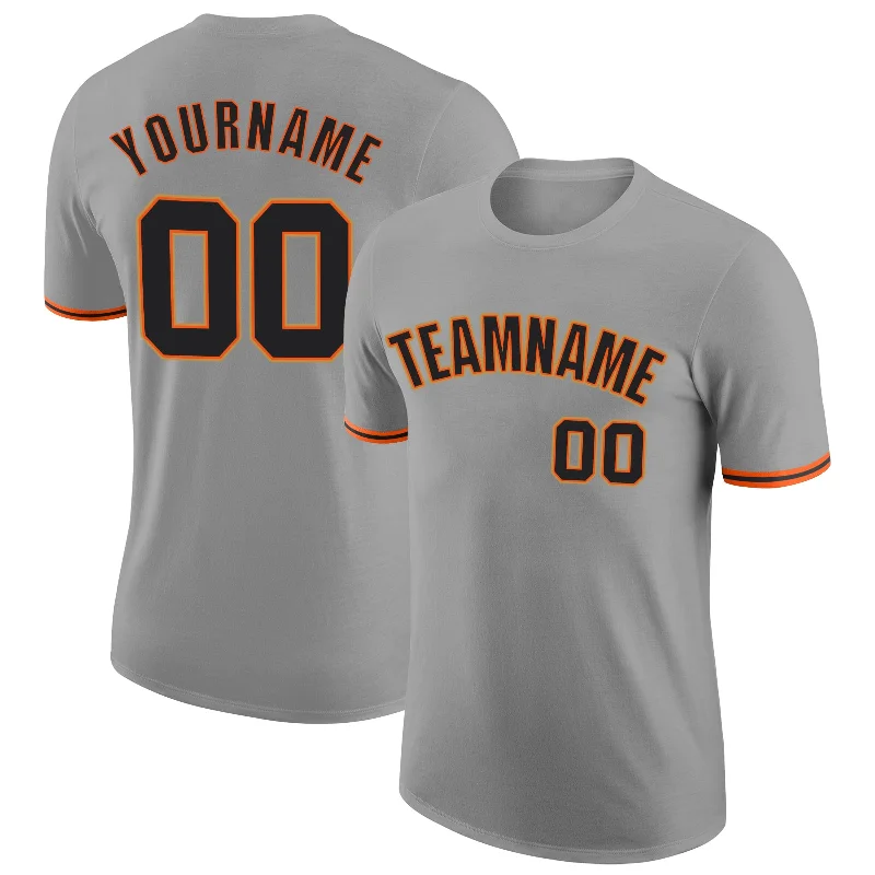 Modern Unisex Clothing For Any Occasion Fast Fashion Favorites Custom Gray Black-Orange Performance T-Shirt Modern Unisex Clothing For Any Occasion Fast Fashion Favorites Custom Gray Black-Orange Performance T-Shirt