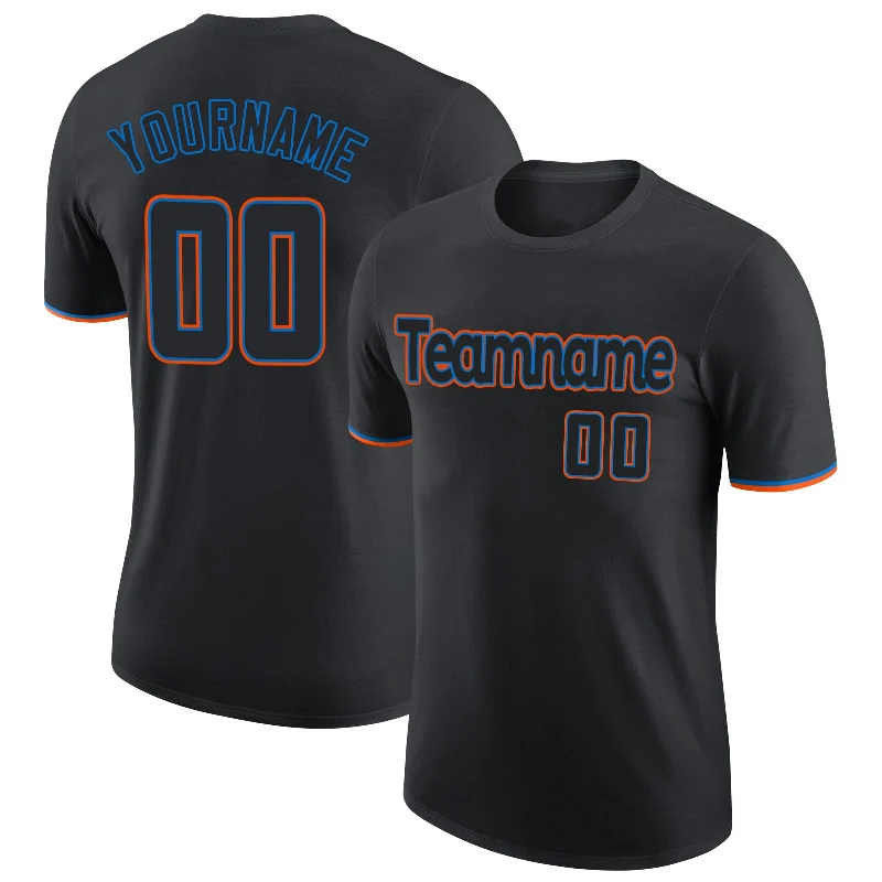 Contemporary Gender-Free Clothing Styles Relaxed Style Deals Custom Black Black-Powder Blue Performance T-Shirt Contemporary Gender-Free Clothing Styles Relaxed Style Deals Custom Black Black-Powder Blue Performance T-Shirt