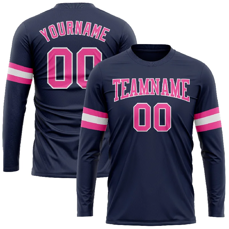 Stylish Unisex Outfit Ideas Sporty Fashion Offers Custom Navy Pink-White Long Sleeve Performance Salute To Service T-Shirt Stylish Unisex Outfit Ideas Sporty Fashion Offers Custom Navy Pink-White Long Sleeve Performance Salute To Service T-Shirt