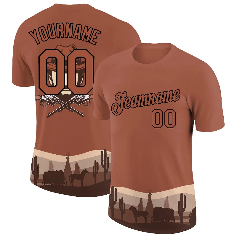 Unisex Everyday Fashion Essentials Save Big Custom Brown Black 3D Pattern Design Cowboy Rodeo Performance T-Shirt Unisex Everyday Fashion Essentials Save Big Custom Brown Black 3D Pattern Design Cowboy Rodeo Performance T-Shirt