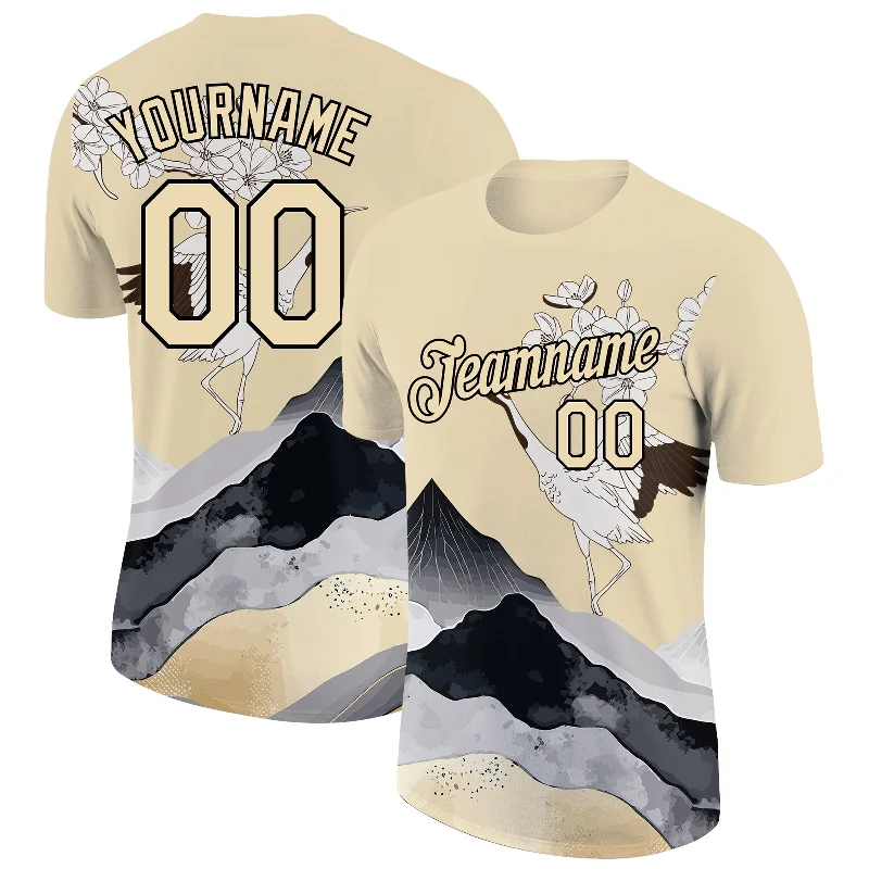 Classic And Timeless Unisex Style Exclusive Discounts Custom City Cream Black 3D Pattern Design Animal Crane Performance T-Shirt Classic And Timeless Unisex Style Exclusive Discounts Custom City Cream Black 3D Pattern Design Animal Crane Performance T-Shirt
