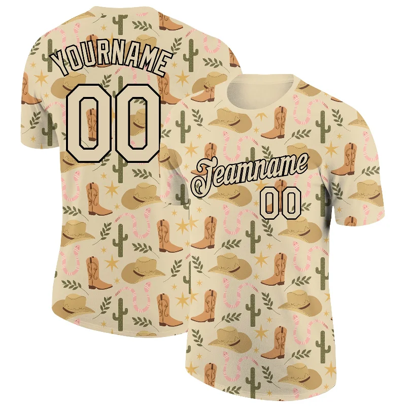 Oversized Unisex Fashion Pieces Bold Style Discounts Custom City Cream Black 3D Pattern Design Cowboy Accessory Performance T-Shirt Oversized Unisex Fashion Pieces Bold Style Discounts Custom City Cream Black 3D Pattern Design Cowboy Accessory Performance T-Shirt