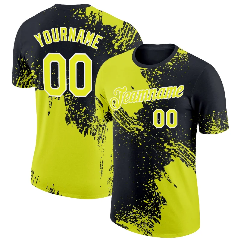 Unisex Everyday Fashion Essentials Classic Chic Deals Custom Neon Yellow Black-White 3D Pattern Design Abstract Brush Stroke Performance T-Shirt Unisex Everyday Fashion Essentials Classic Chic Deals Custom Neon Yellow Black-White 3D Pattern Design Abstract Brush Stroke Performance T-Shirt