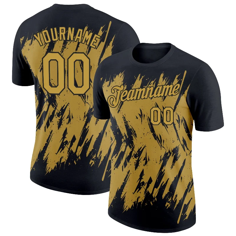 Classic And Timeless Unisex Style Forward Trendsetter Custom Black Old Gold 3D Pattern Design Abstract Sharp Shape Performance T-Shirt Classic And Timeless Unisex Style Forward Trendsetter Custom Black Old Gold 3D Pattern Design Abstract Sharp Shape Performance T-Shirt
