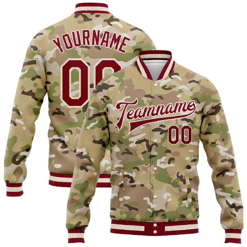 Fashion-Forward Gender-Neutral Outerwear Vintage-Inspired Style Offers Custom Camo Maroon-Cream Desert Camouflage 3D Bomber Full-Snap Varsity Letterman Salute To Service Jacket Fashion-Forward Gender-Neutral Outerwear Vintage-Inspired Style Offers Custom Camo Maroon-Cream Desert Camouflage 3D Bomber Full-Snap Varsity Letterman Salute To Service Jacket